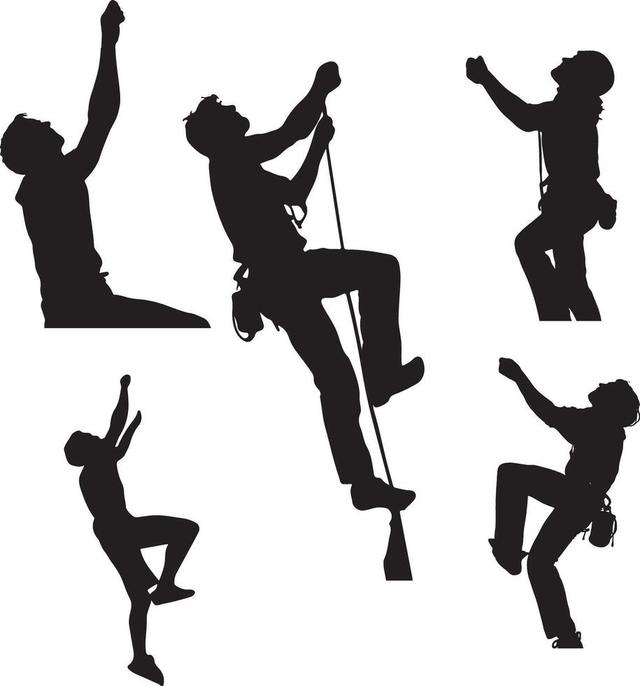Silhouettes of Climbers Ascending and Descending vector