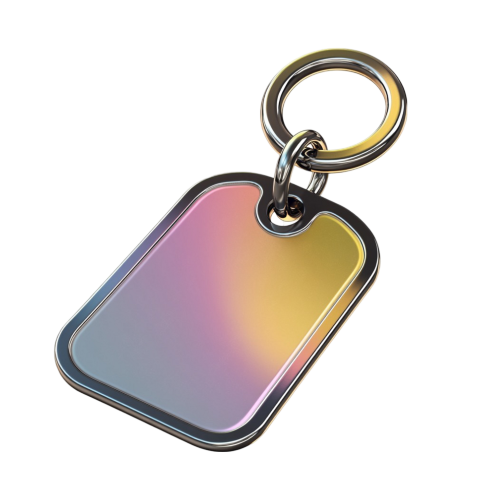 Metal Keychain with Colorful Tag on Transparent Background png