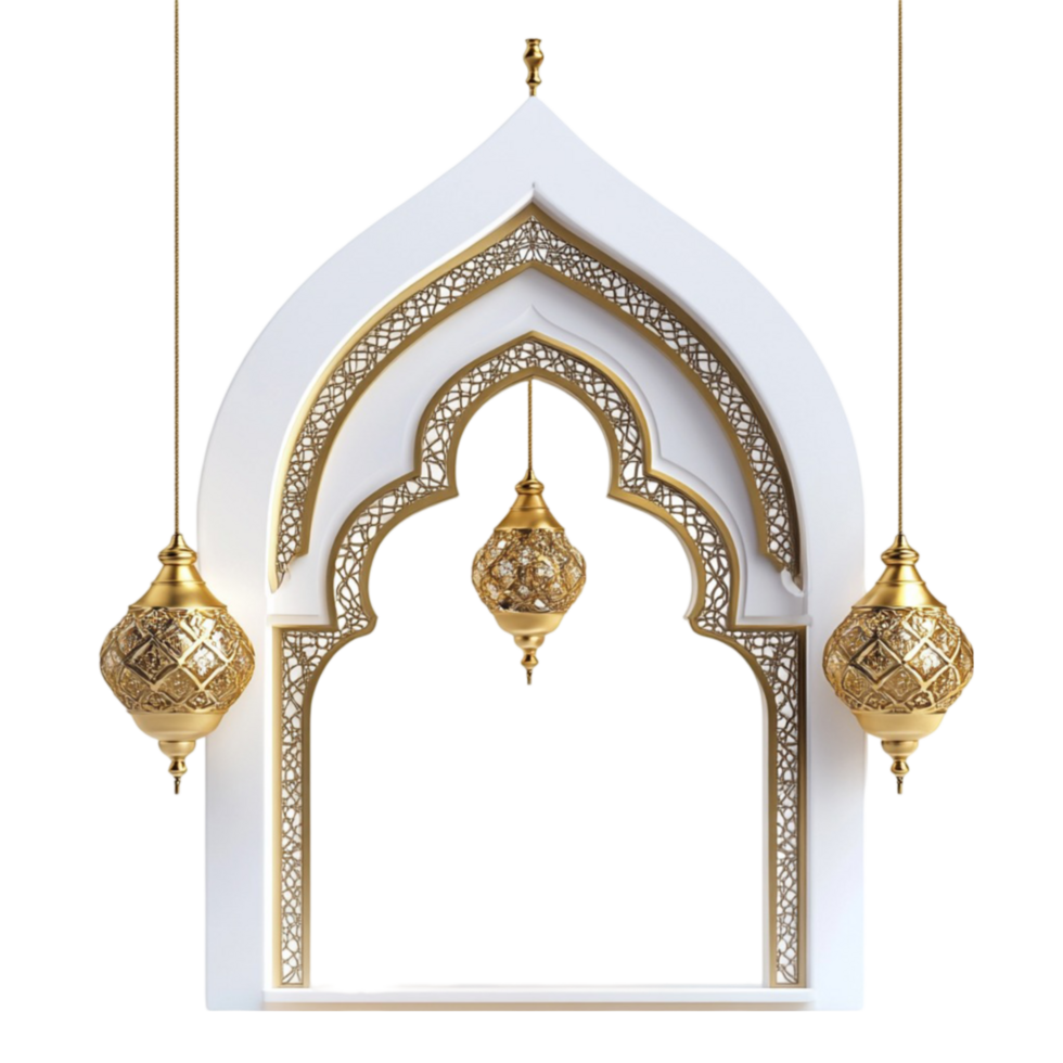 Classical Islamic Arch Frame on Transparent Background png