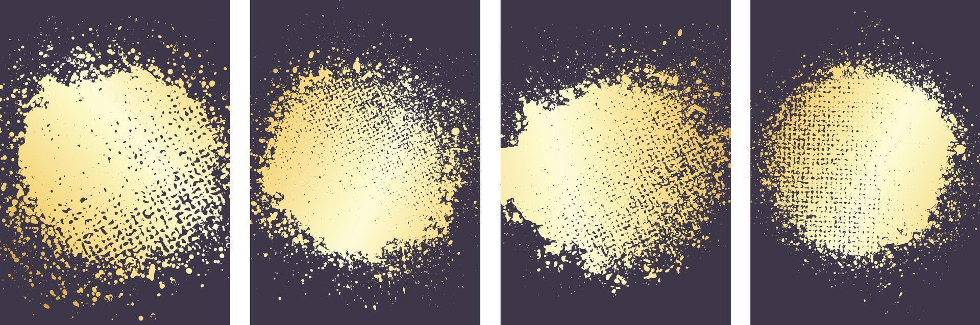 Golden color Grunge style art background design collection vector