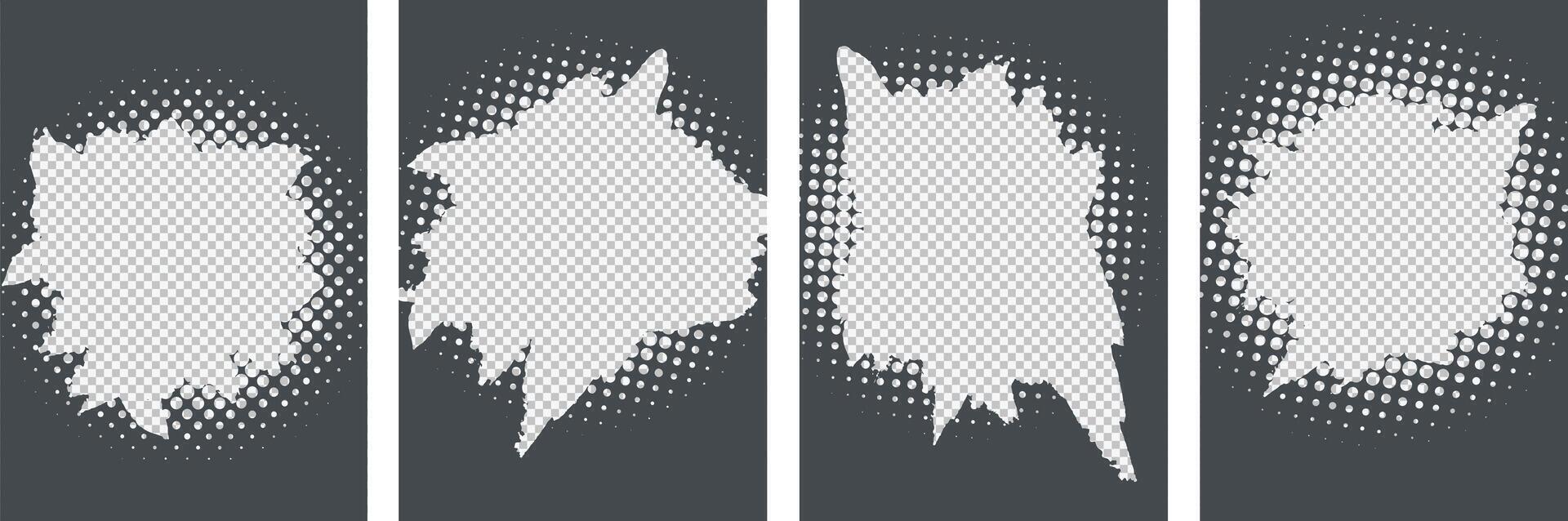 Black color Grunge style with halftone art background design set vector