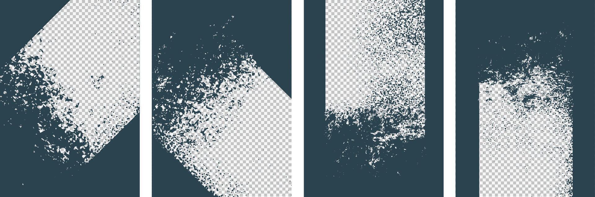 Set of Black color Grunge art with background design vector