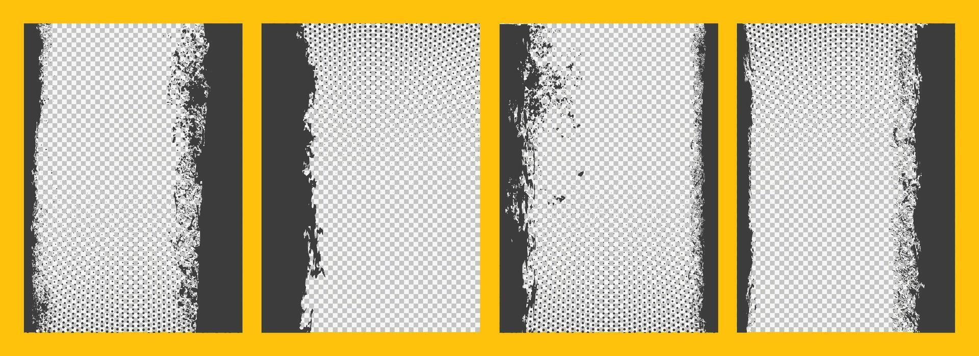 Collection of Black Grunge textured art background design vector