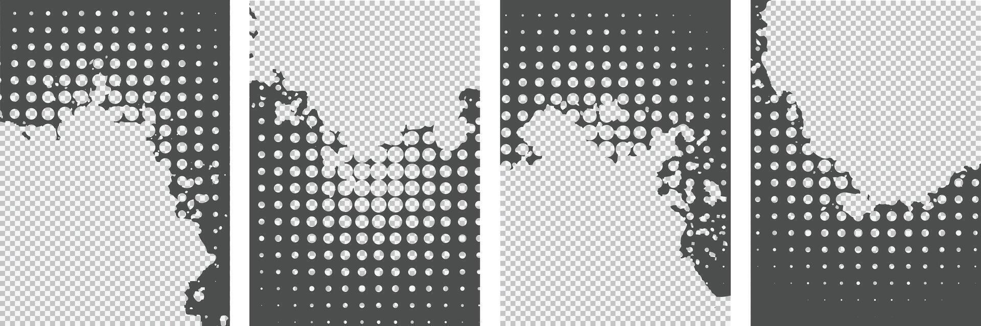 Black color Grunge style with halftone art background design collection vector