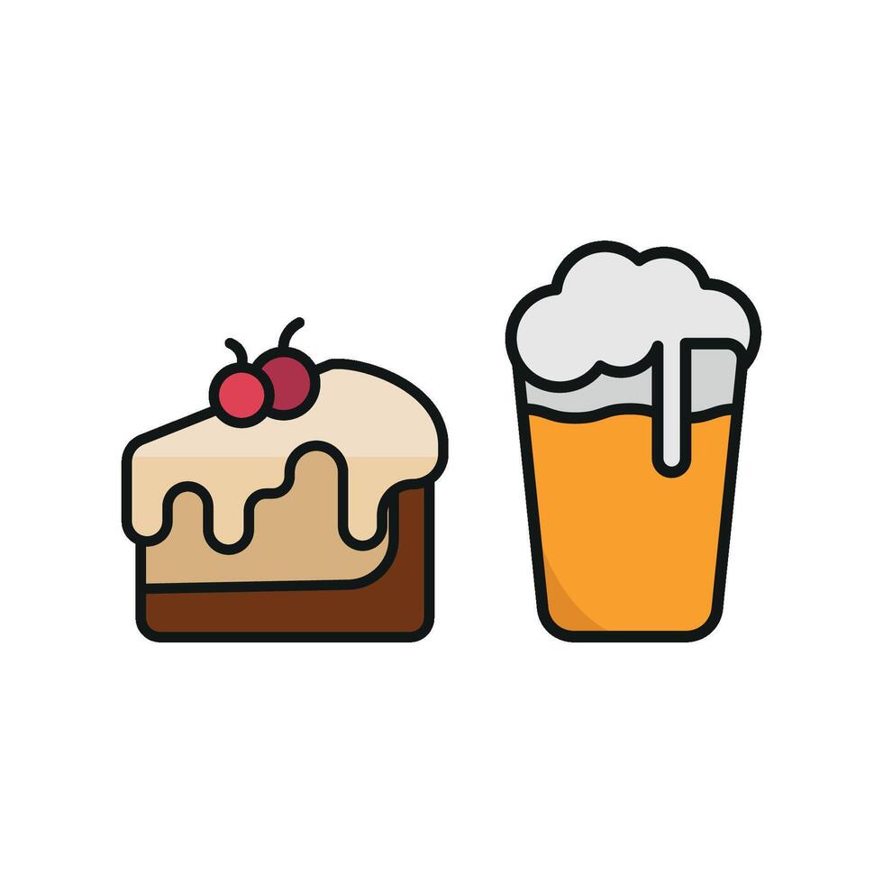 Beer drink and cheesecake food icon a trendy, modern representation of a fun night out with cheesecake and beer vector