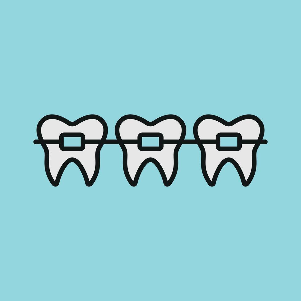 A simple braces tooth icon featuring neatly arranged brackets and wires, representing orthodontic care with clarity vector