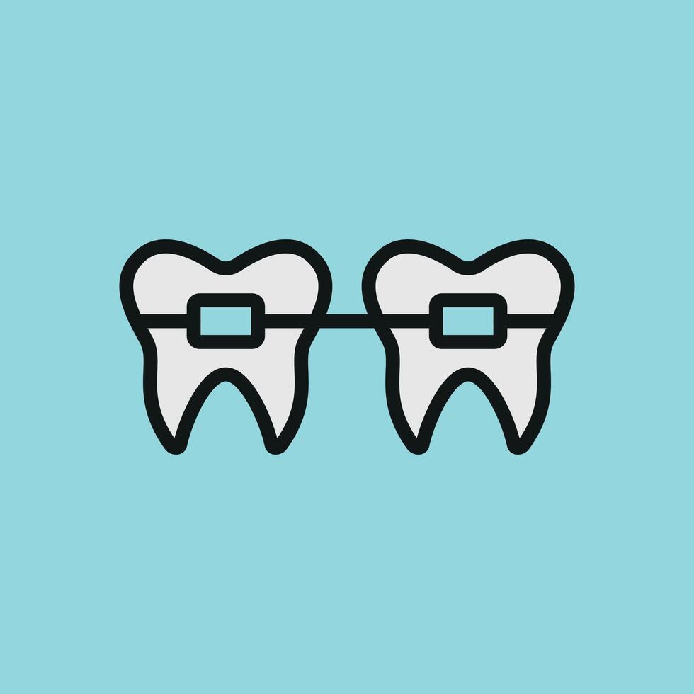 A dynamic braces icon with a slight curve on the brackets, emphasizing the support they provide in dental procedures vector