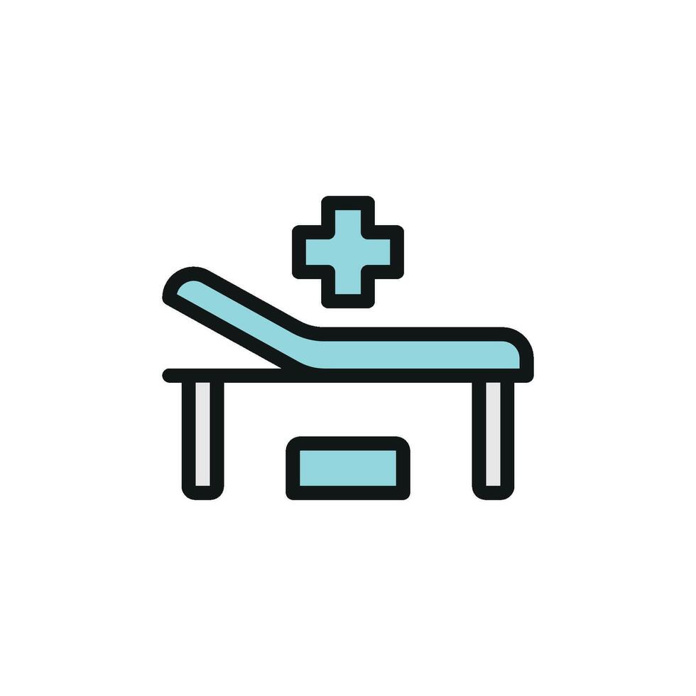 Clean and modern examining table icon design emphasizing function and simplicity for health-related apps vector