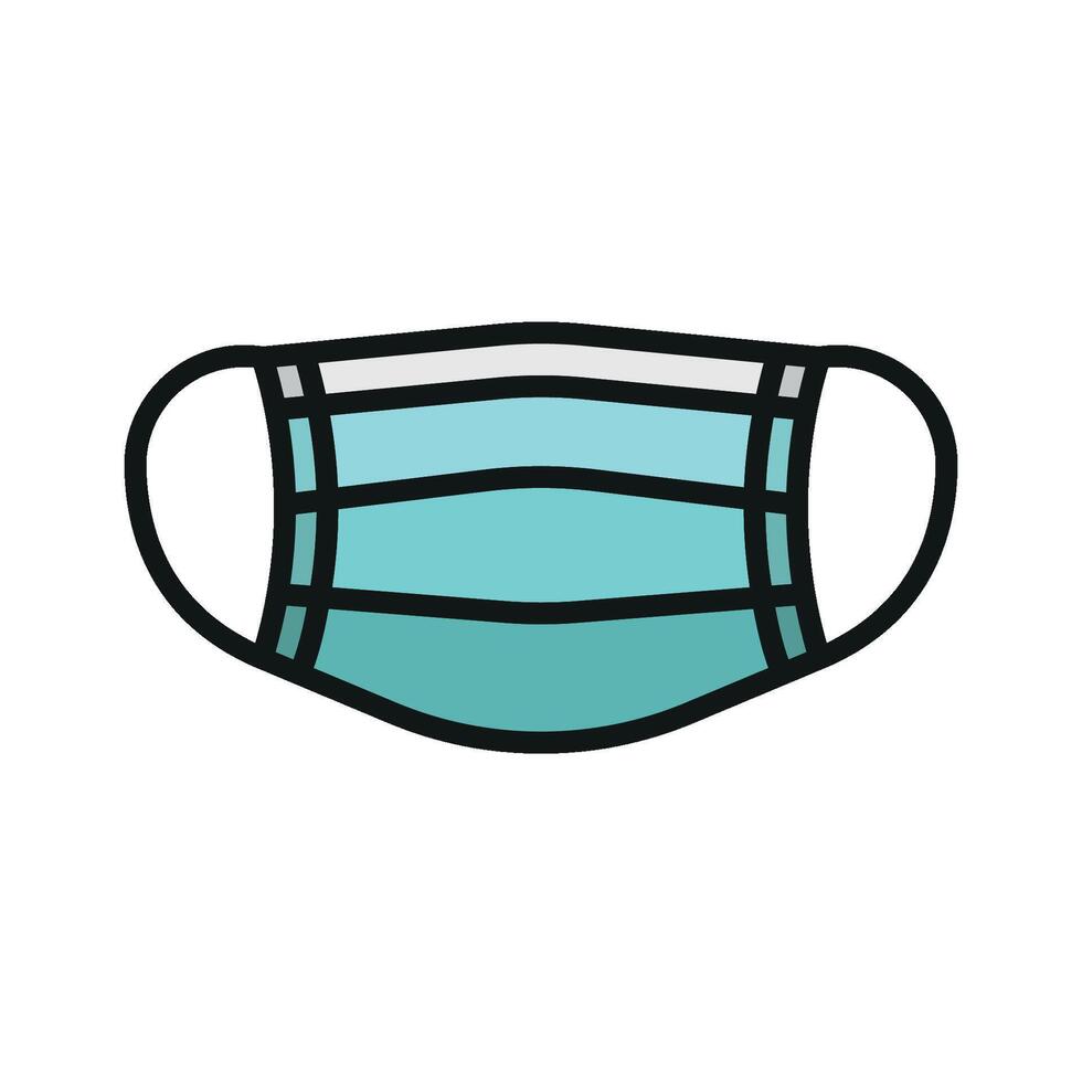 Stylized face mask icon with precise detailing, great for use in healthcare apps or emergency services vector