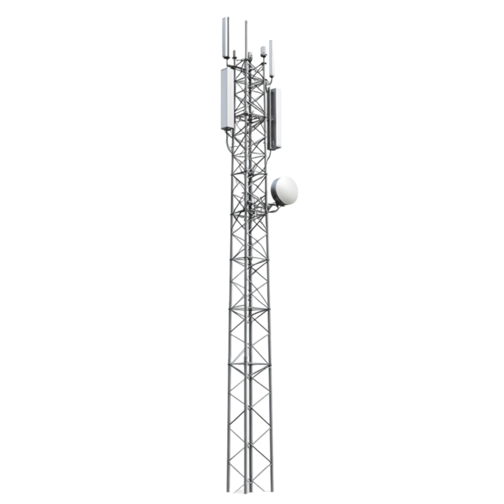 Overhead Industrial Telecommunication Tower on Transparent Background png