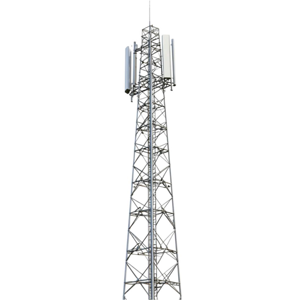 Pyramid Structure Telecommunication Antenna Tower on Transparent Background png