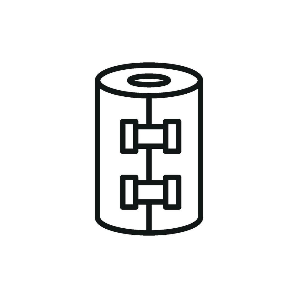 Compression bandage icon with a dynamic 3D perspective, adding depth to medical visuals vector