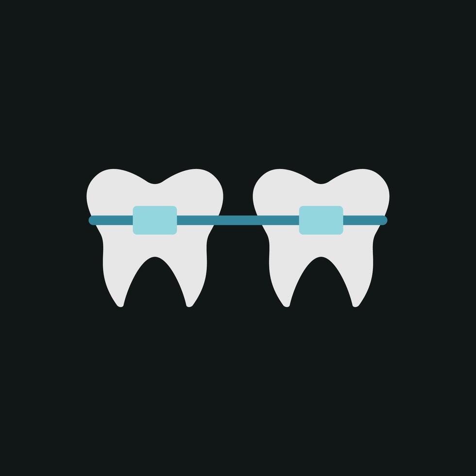 A conceptual tooth icon with braces in motion, illustrating the gradual movement of teeth with orthodontic appliances vector