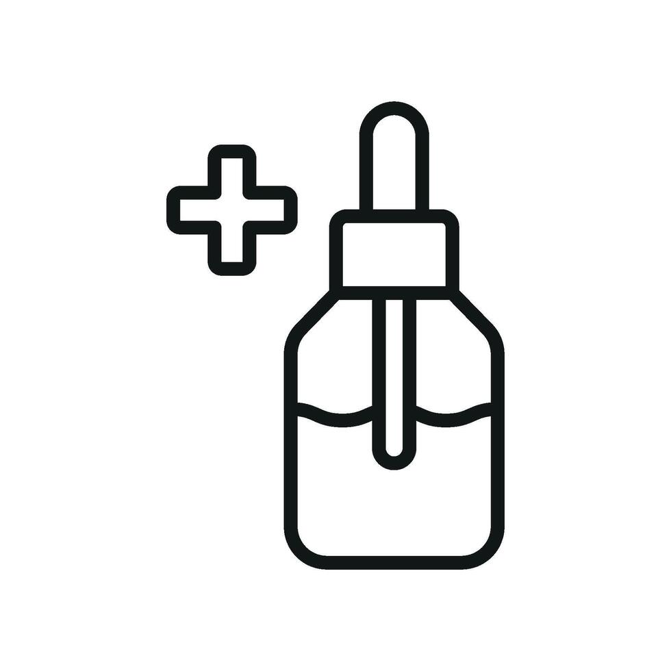Dropping bottle icon in motion, with a stylized liquid trail emphasizing the dynamics of falling vector