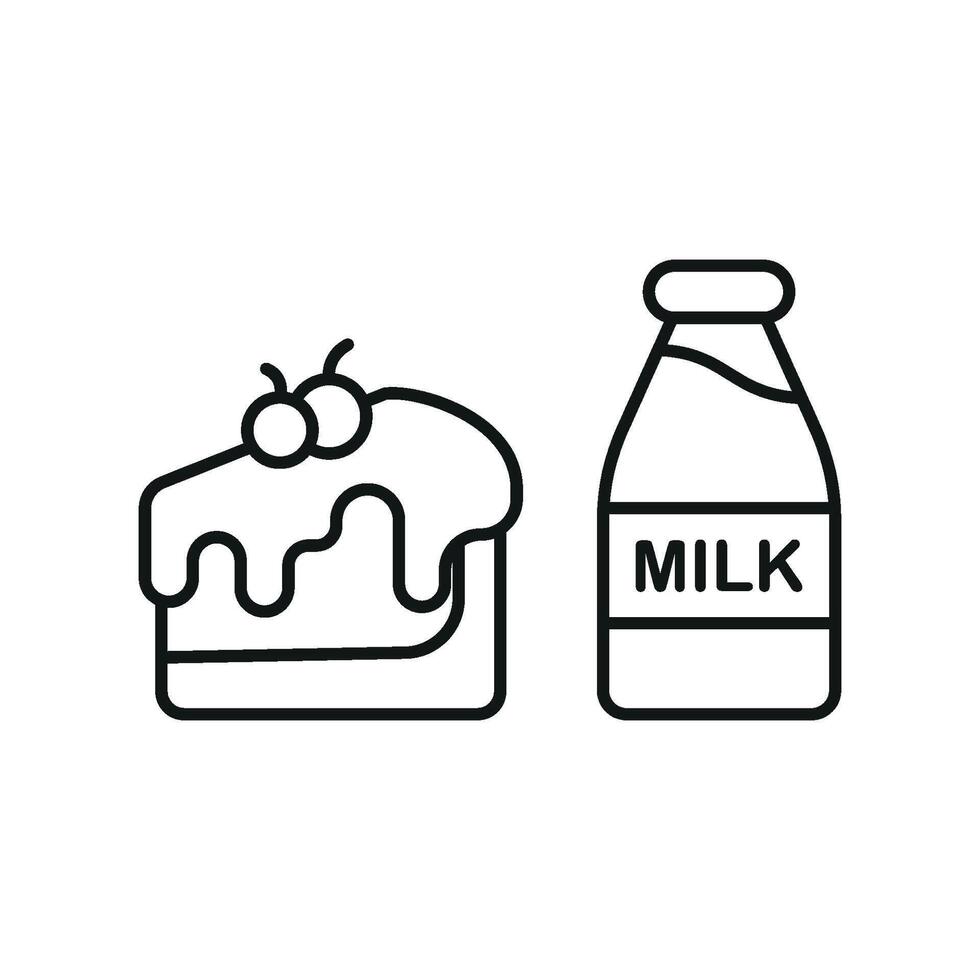 Milk bottle drink and cheesecake food icon a simple yet eye-catching graphic representing creamy and delicious treats vector