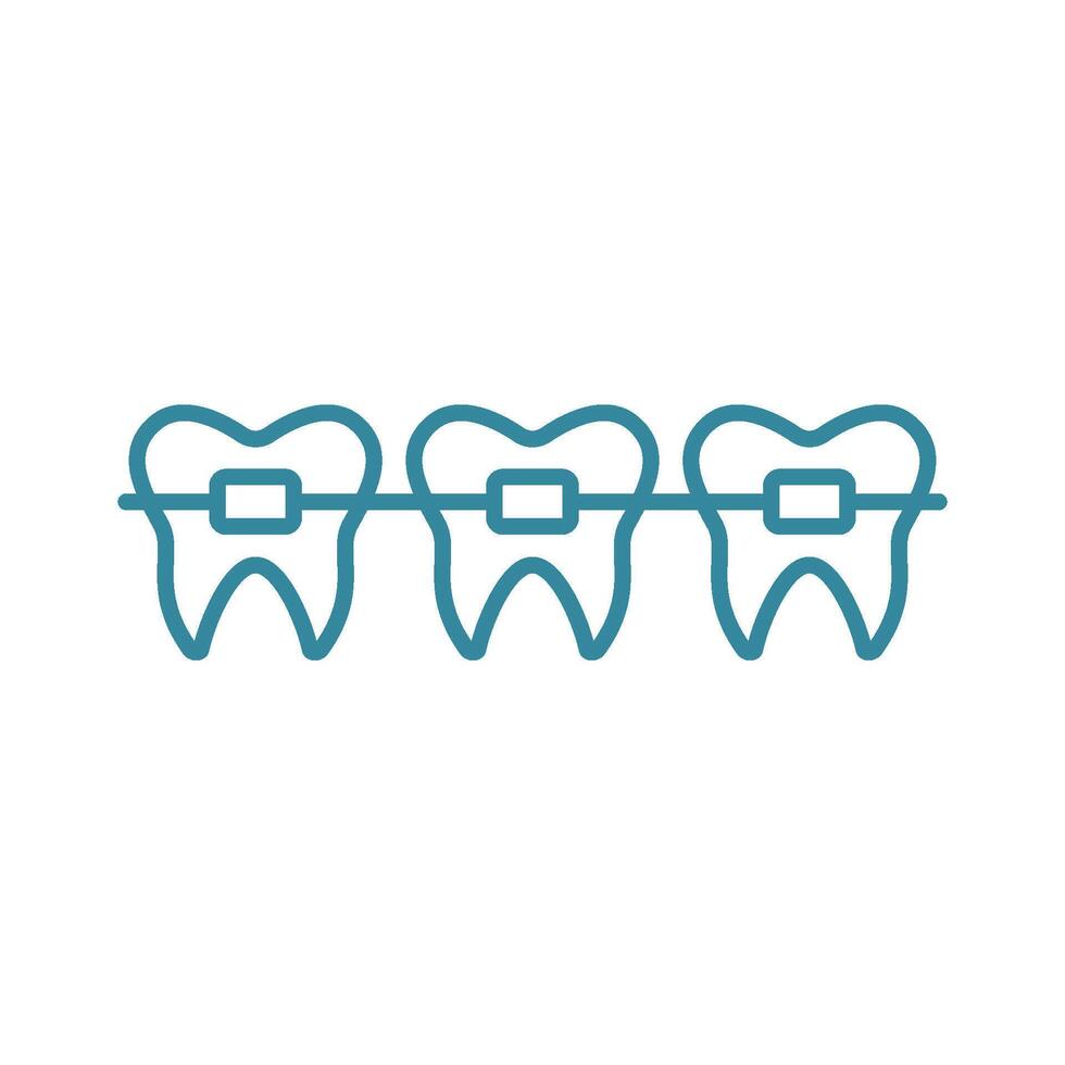 A detailed icon showing a close-up view of teeth with braces, focusing on clarity and precision for medical platforms vector