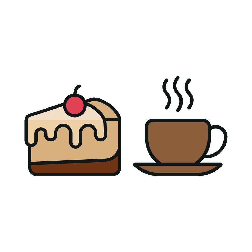 Coffee glass drink and cheesecake food icon a simple yet elegant symbol for cafes, restaurants, and food delivery services vector