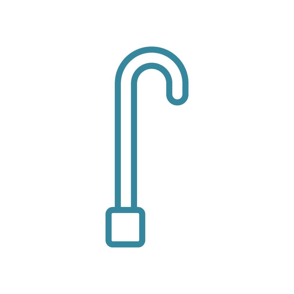 A friendly, rounded cane icon with a soft curve on the handle, conveying comfort and reliability for elderly care applications vector
