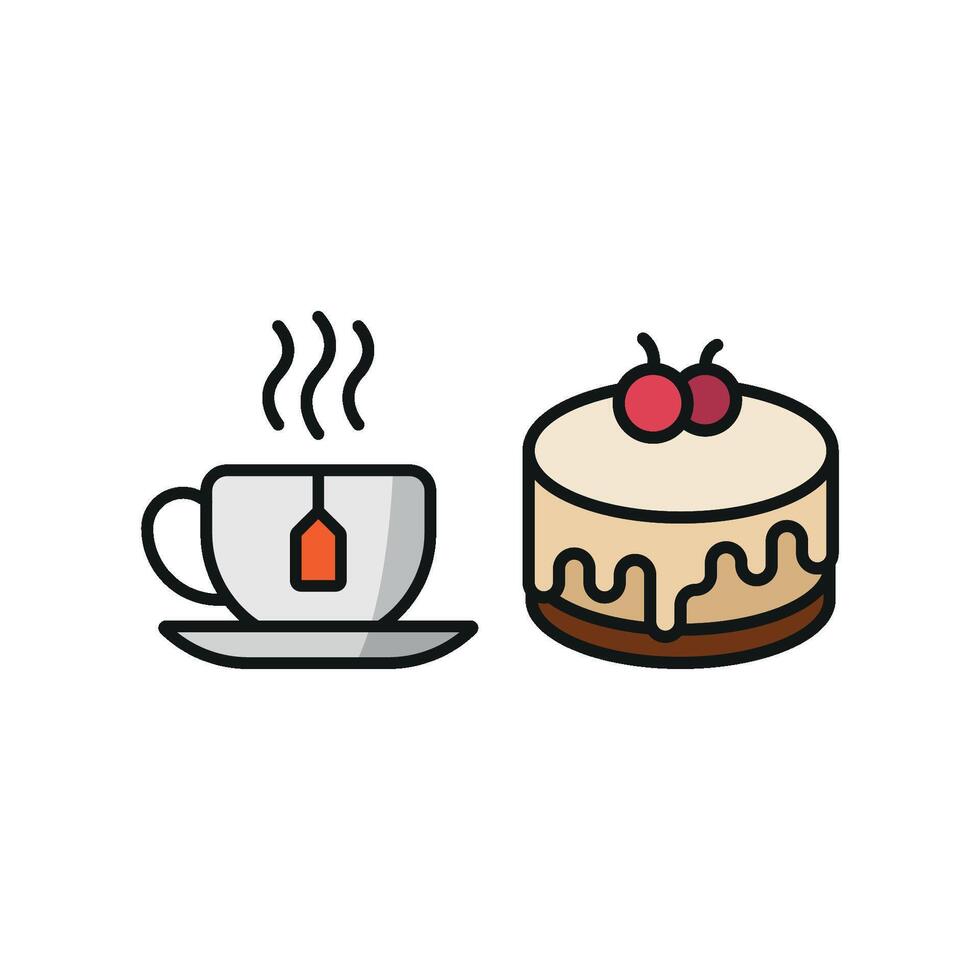 Tea mug drink and cheesecake food icon capturing the warmth of a freshly brewed tea with a delicious treat, perfect for promotional materials vector