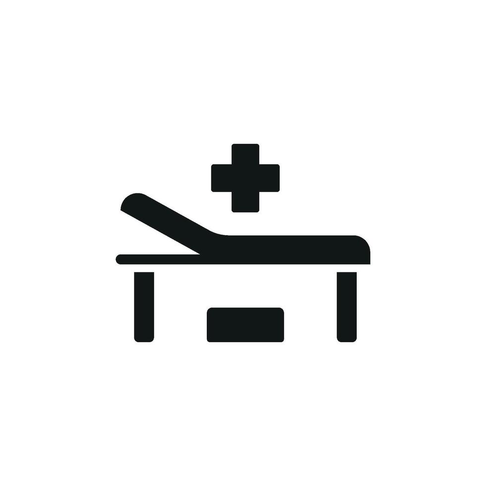 Sleek examining table icon design focused on clarity and modern aesthetics for medical interfaces vector
