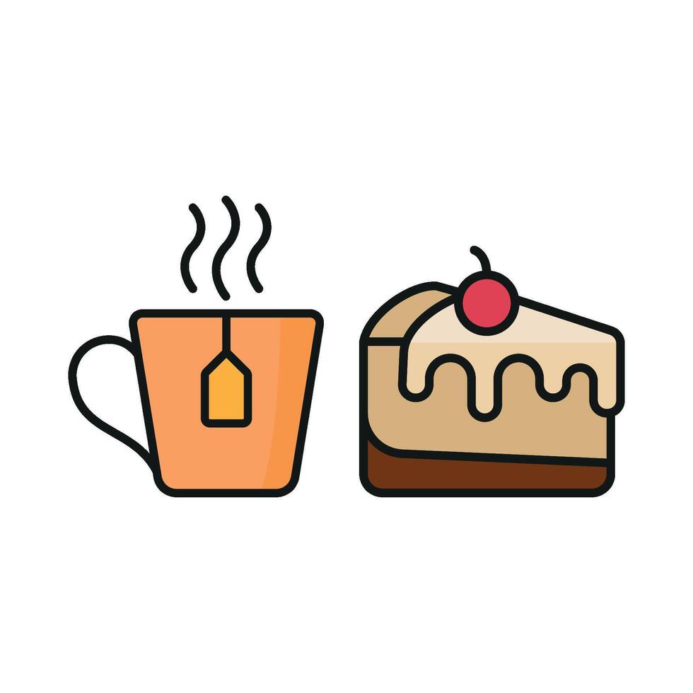 Tea mug drink and cheesecake food icon a minimalist and modern graphic perfect for tea shops, dessert menus, and branding vector