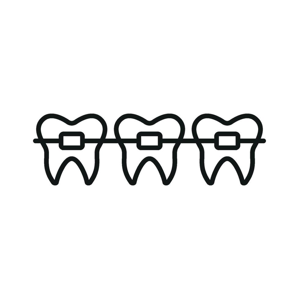 A minimalist tooth icon with braces, using clean lines and a modern design to convey the importance of dental alignment. vector