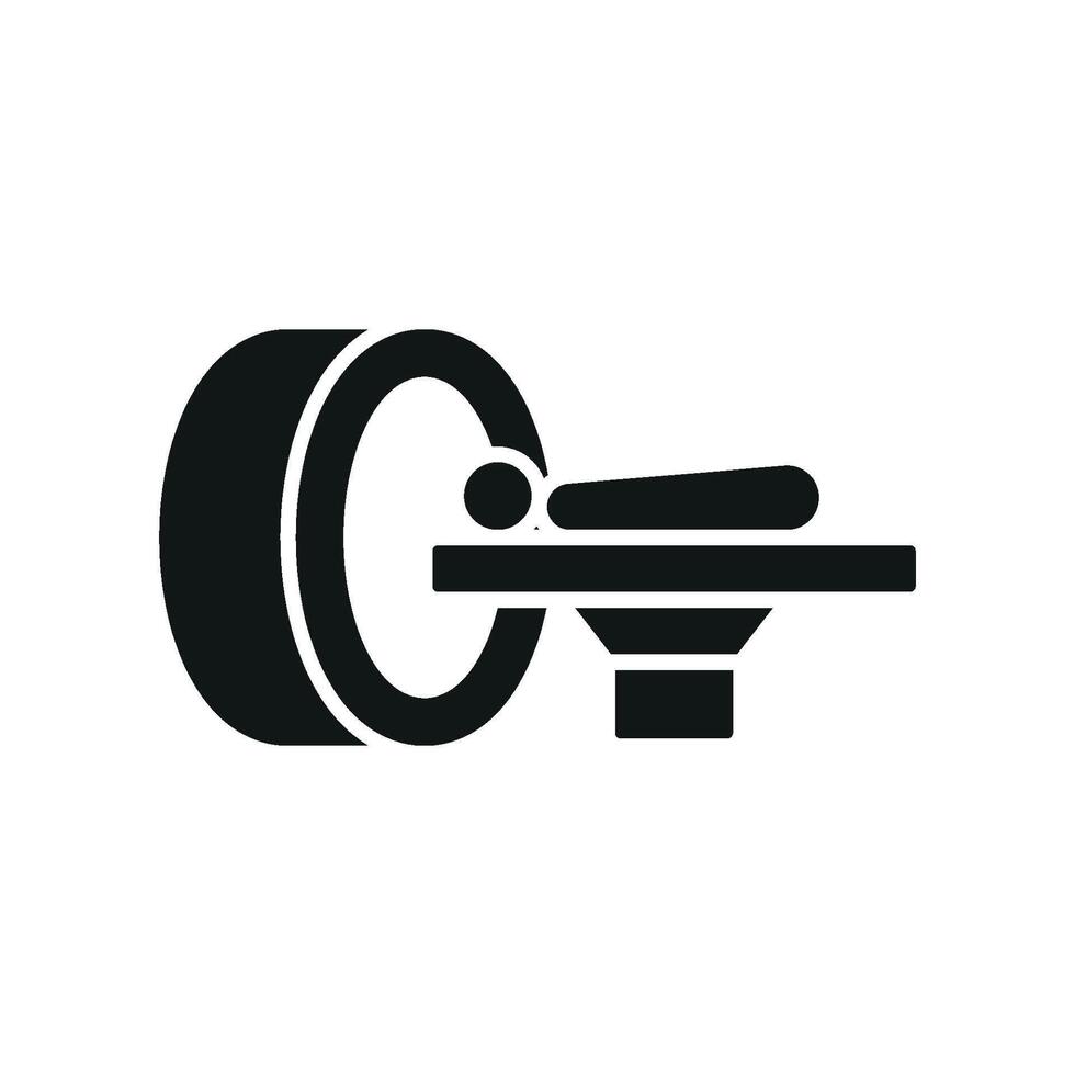CT scanner icon with a sleek and modern design, representing advanced medical imaging technology vector