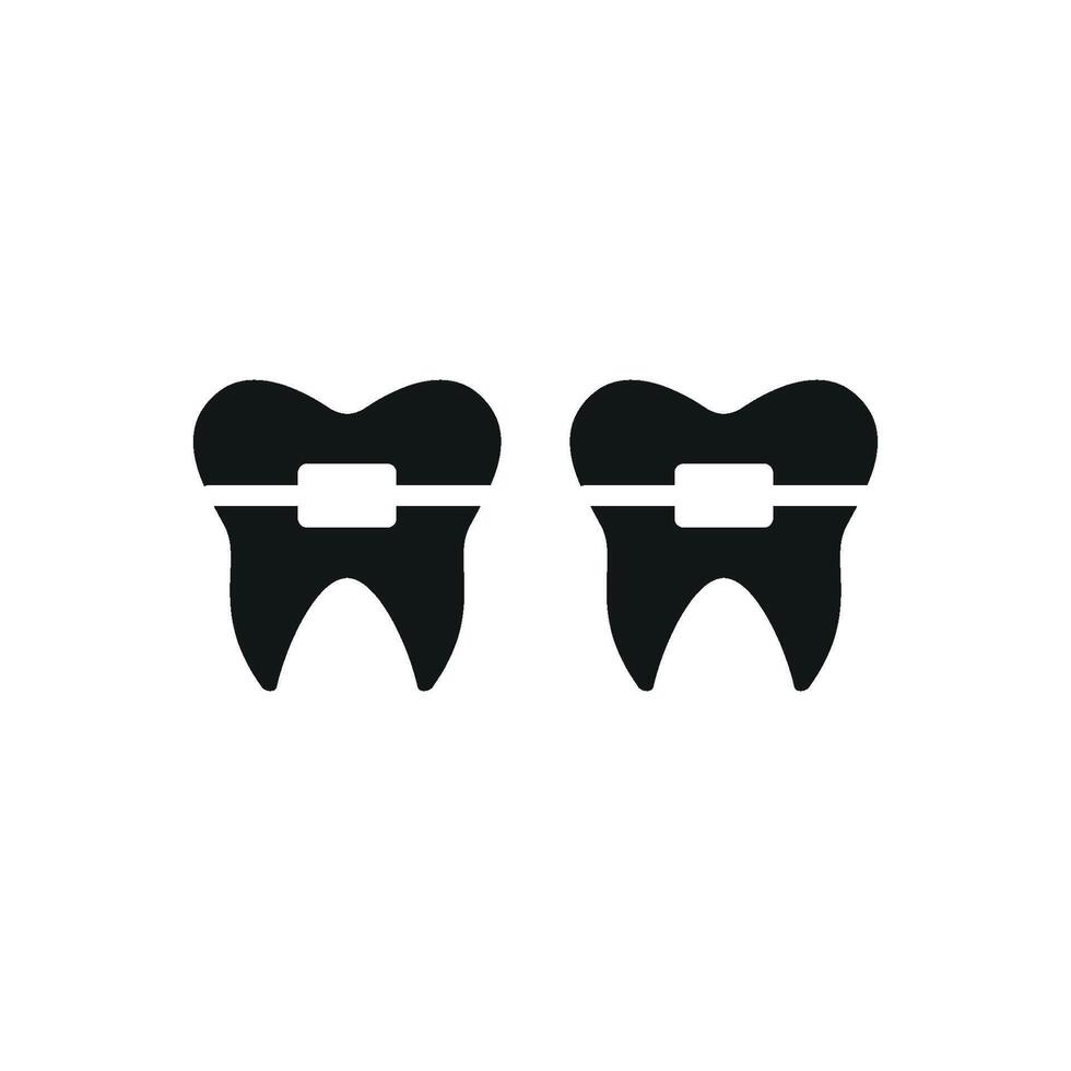 A simplified braces tooth icon with basic geometric shapes, making it ideal for educational platforms or mobile apps in healthcare vector