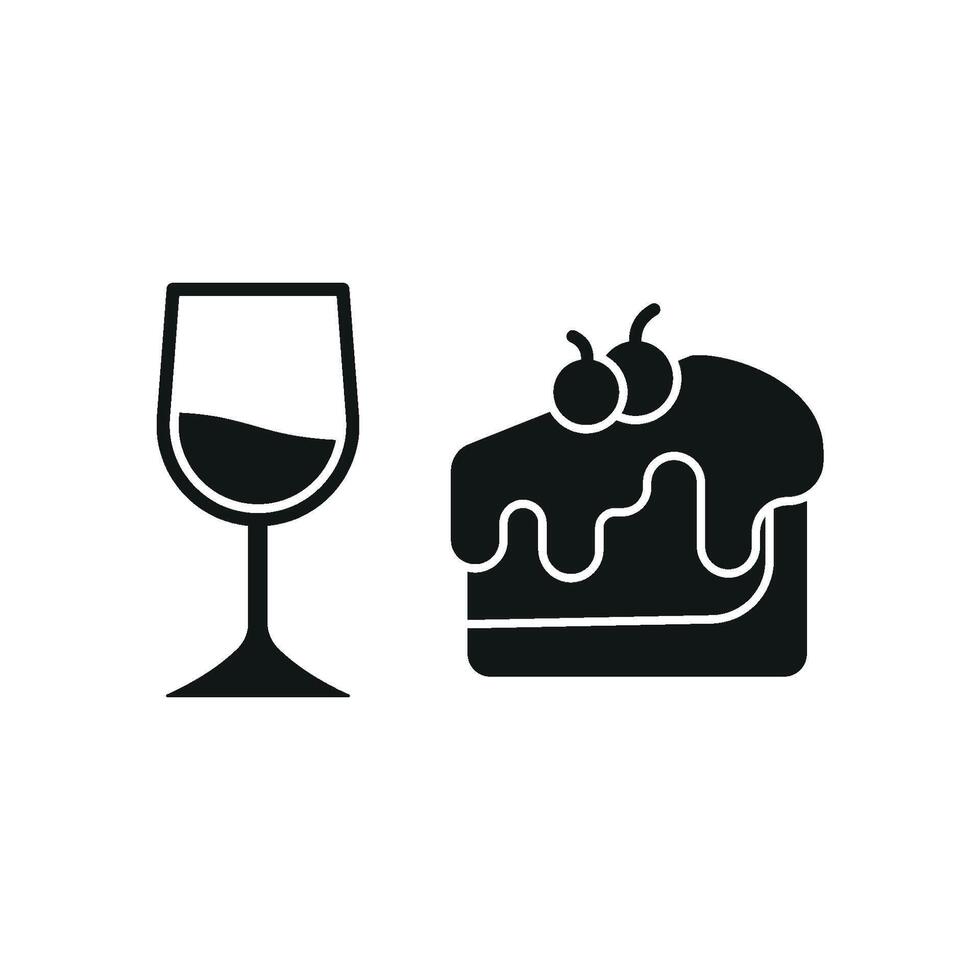 Wine glass drink and cheesecake food icon a simple yet modern concept for upscale bakery branding and wine bar promotional materials vector