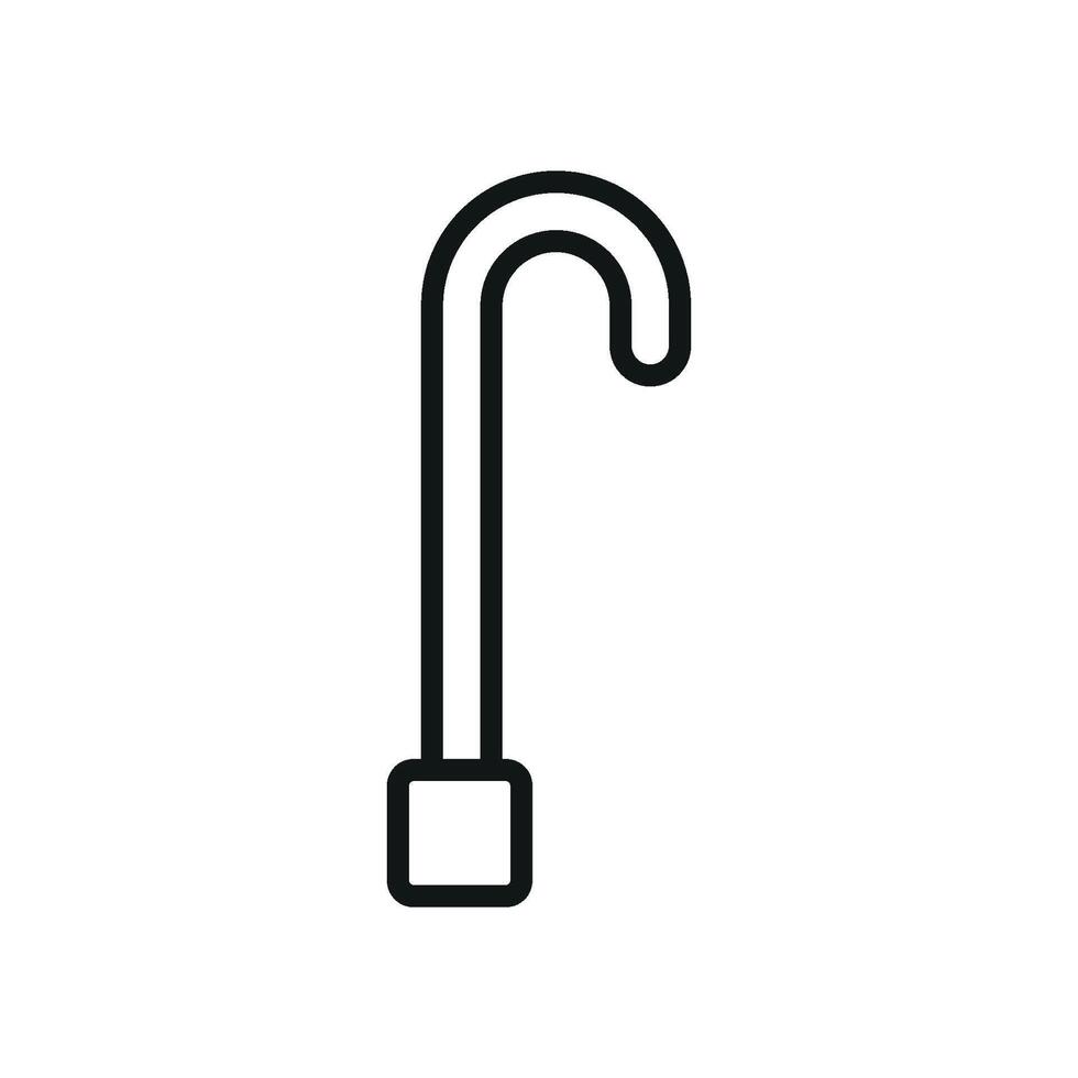A modern, minimalist cane icon with a slight tilt, emphasizing a sense of movement or aid in walking for medical purposes vector