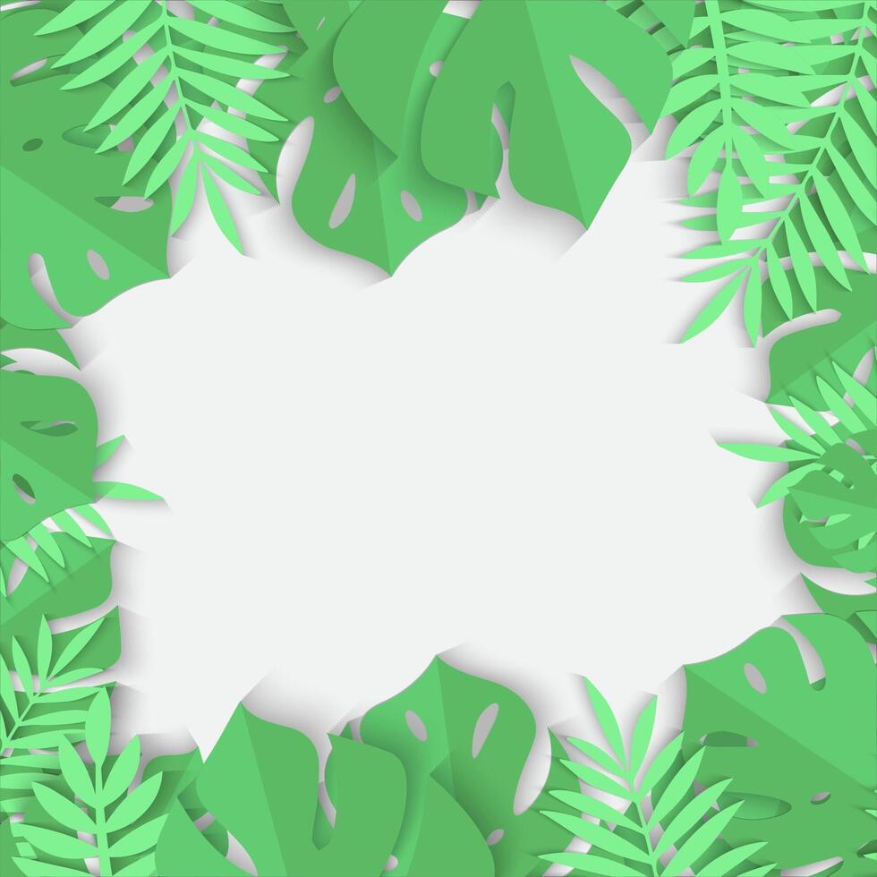 tropical green leaves and leaves on a white background vector