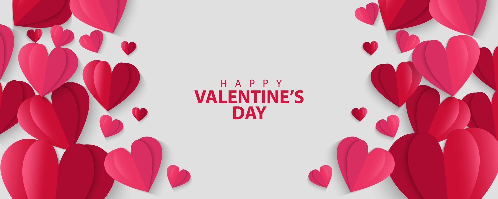 valentine's day greeting card or banner background with red hearts vector