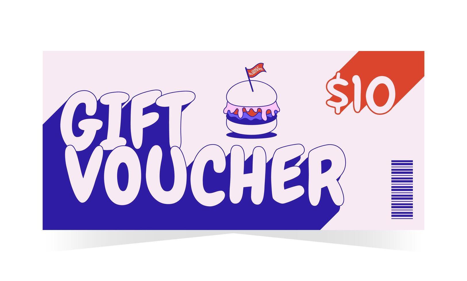 Gift voucher template in retro groovy style. Sale, promotion, discount, coupon, certificate. illustration for burger bar, cafe, restaurant, retail, dining vector