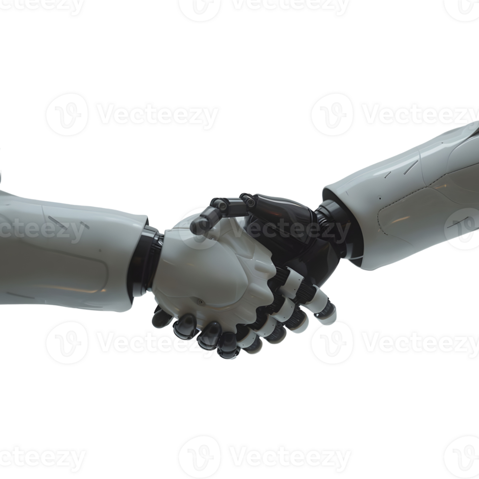 Robot handshake with transparent background png