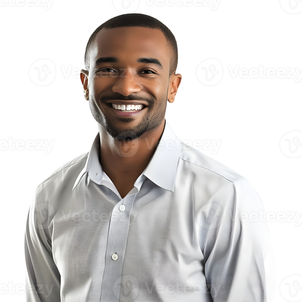 A smiling black man in a shirt png