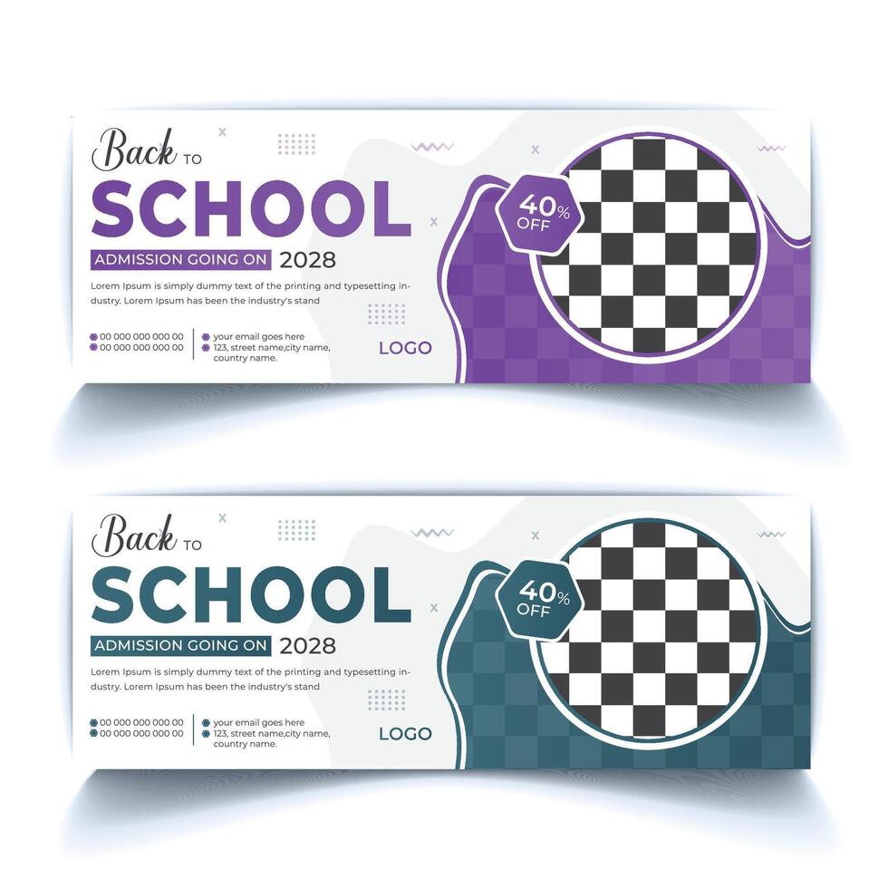 Back to school admission social media cover banner template vector