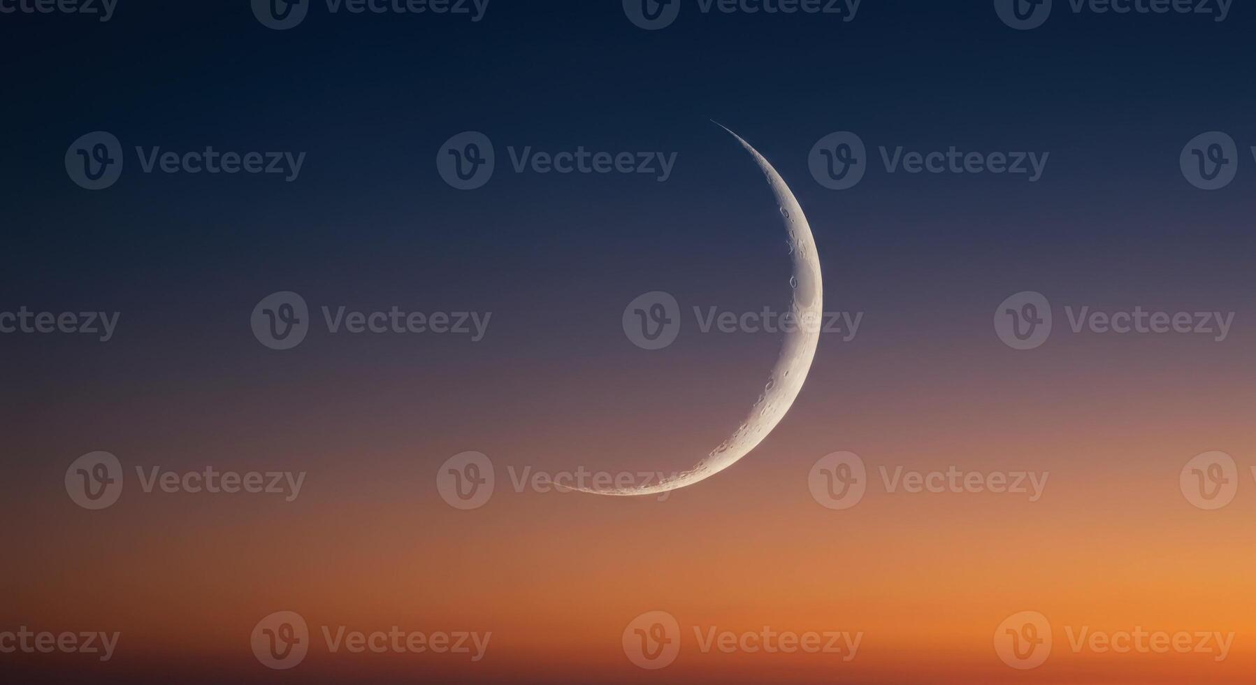 Crescent Moon at Sunset Peaceful Night Sky Celestial Scene Orange Hues dark space light lunar image photo