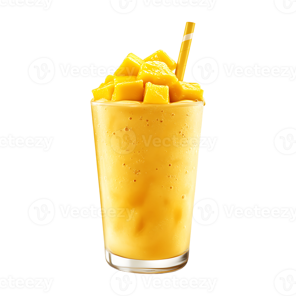Mango smoothie with straw on transparent background png