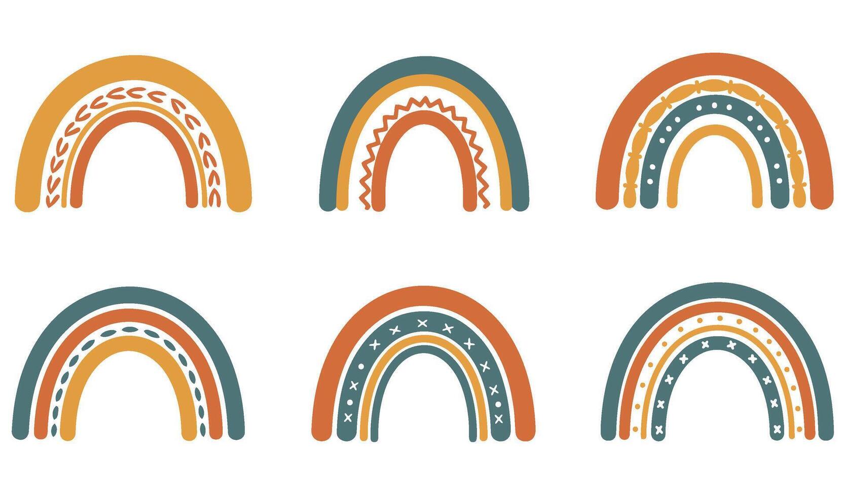 Playful and Simple Boho Rainbow Set Illustration for Modern Graphic Design vector