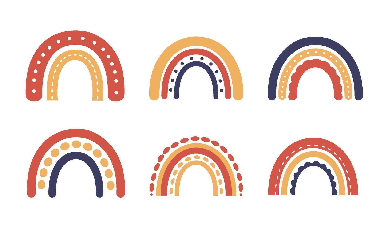 Abstract Boho Rainbow Set Illustration with Organic Shapes and Simple Accents vector