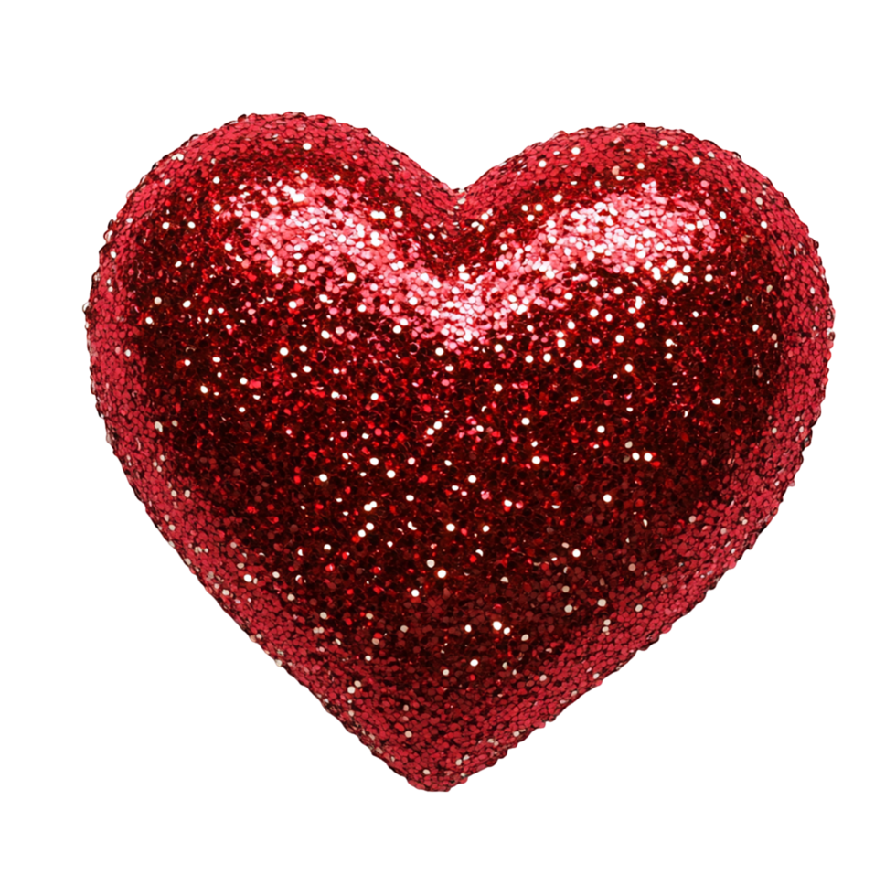 Shiny red glitter heart symbol for love and romance png