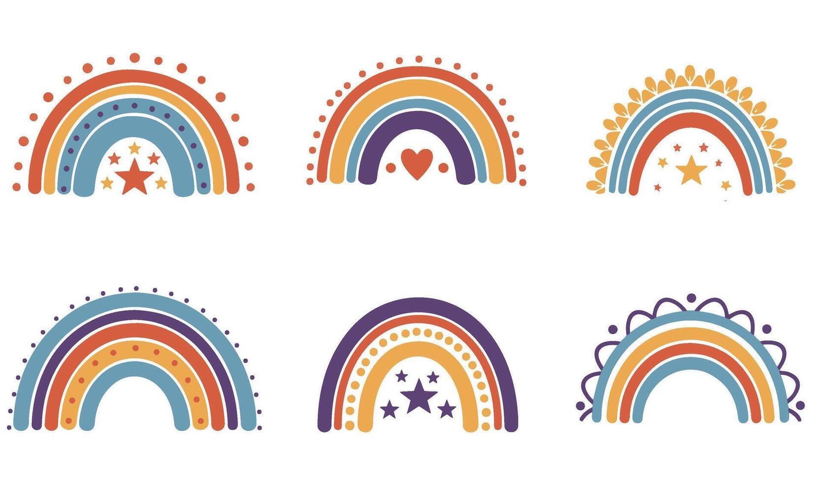 Scandinavian Style Boho Rainbow Set Illustration for Chic and Trendy Decor vector