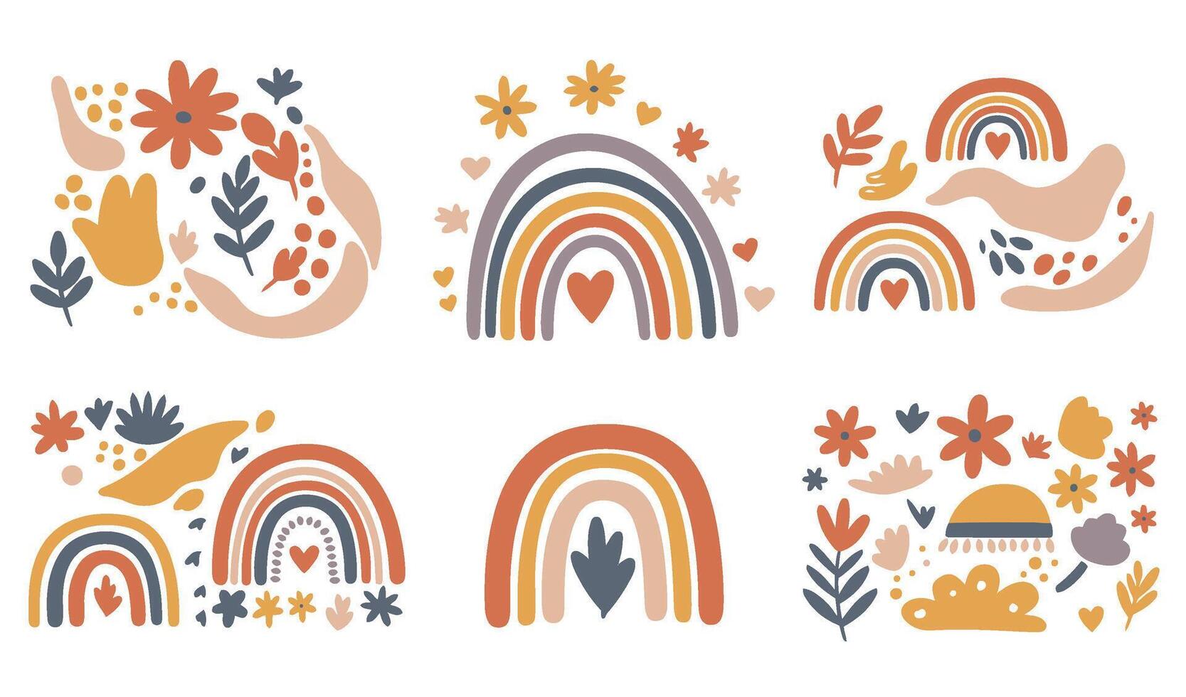 Geometric Boho Rainbow Set Illustration Featuring Bold and Trendy Elements vector
