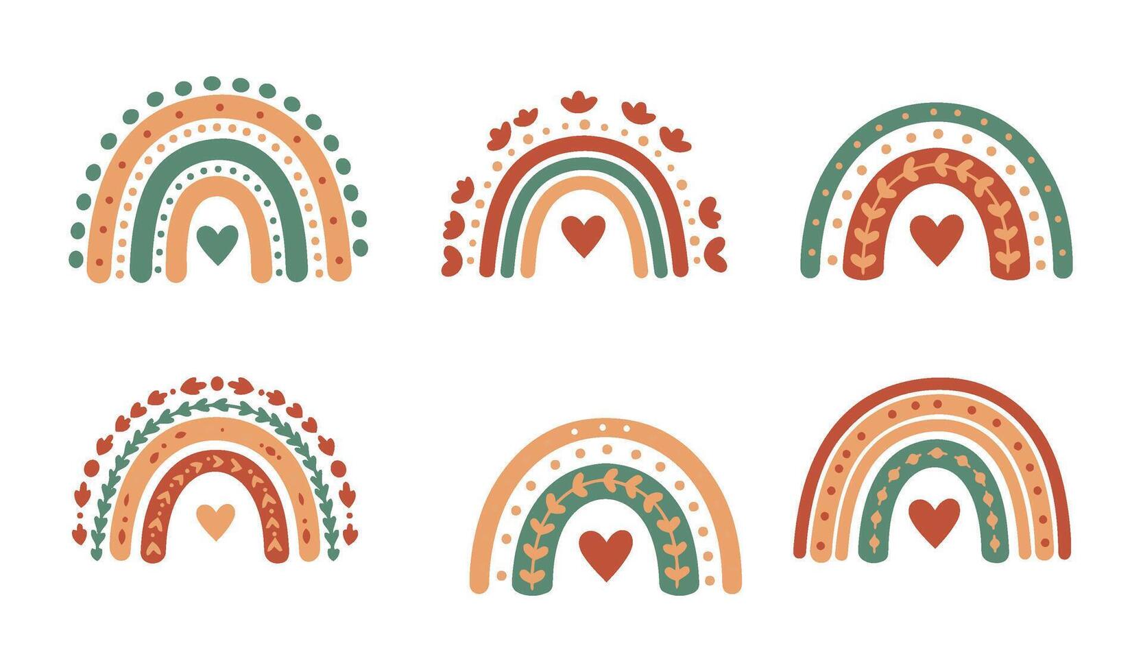 Pastel and Earth Tone Boho Rainbow Set Illustration for Elegant Designs vector