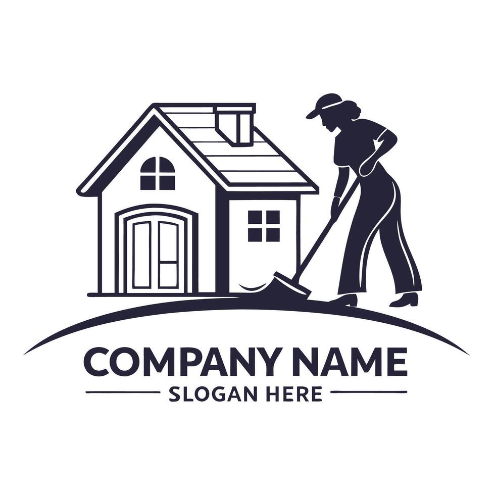 a woman cleaning logo design on a white background vector