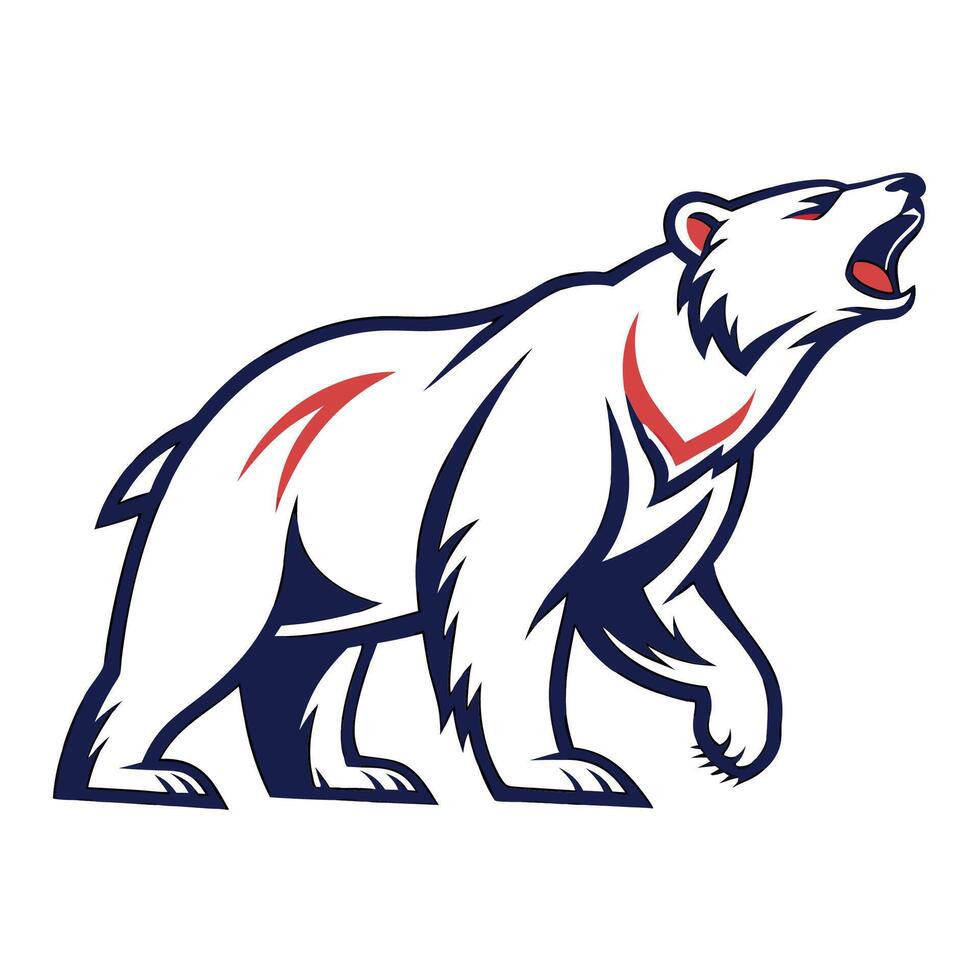 a bear with red and blue stripes on its back on a white background vector