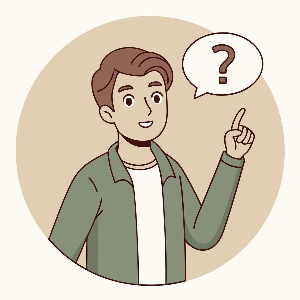 man with question mark illustration on a white background vector