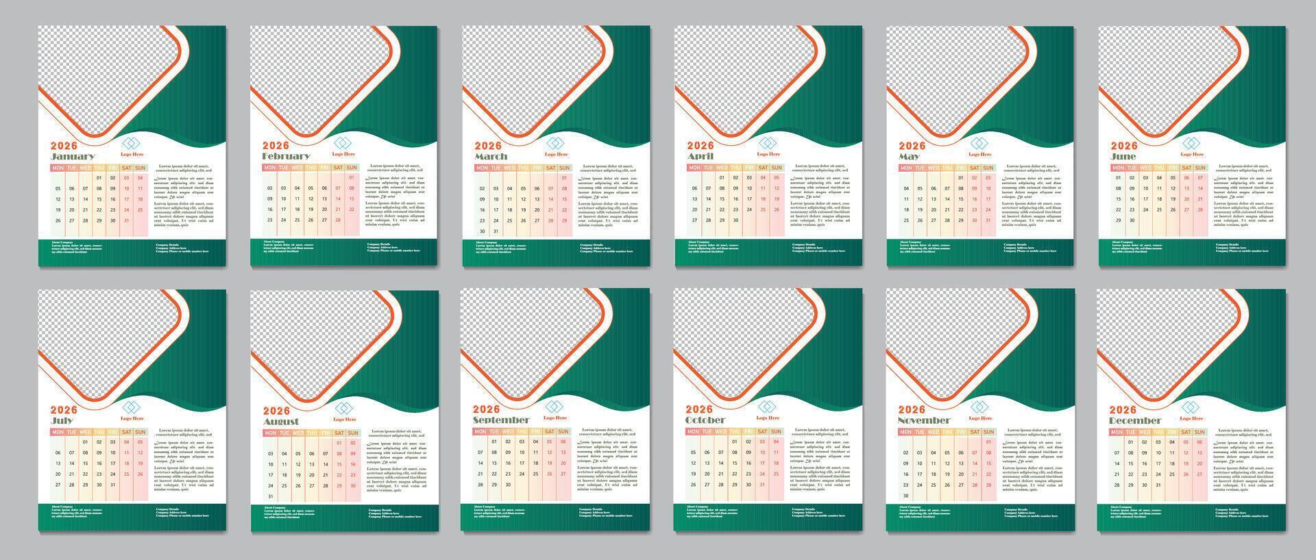 2026 Business Calendar Design Template vector