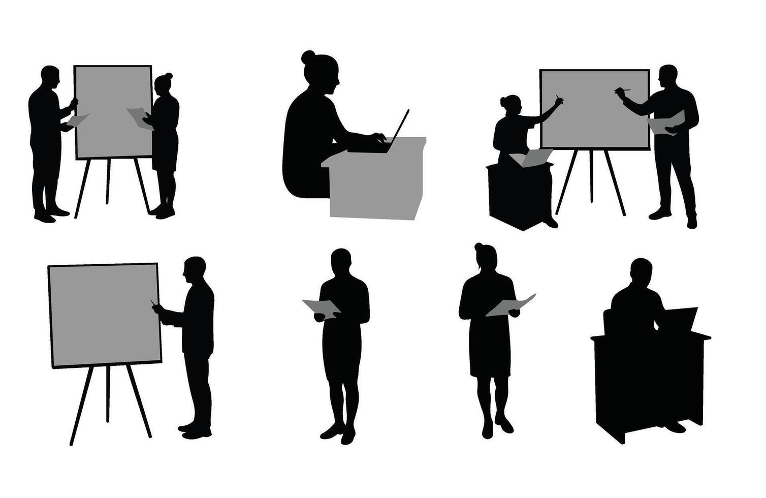 Office professionals demonstrating teamwork through corporate training activities vector