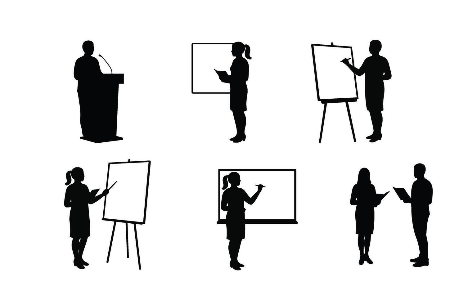 Business training and teamwork exercises with corporate professionals presenting vector